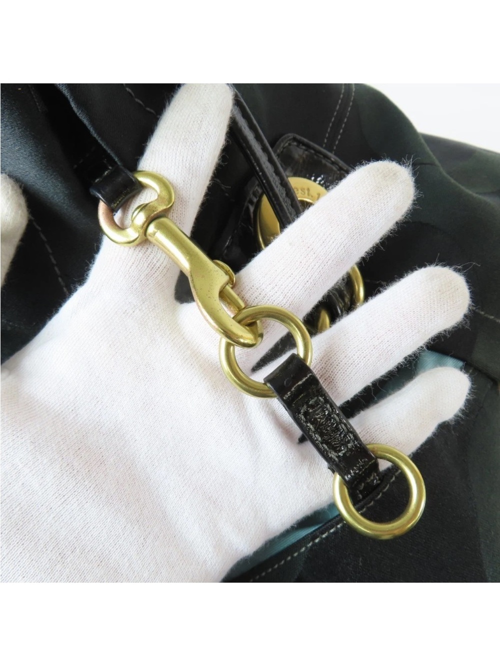 Coach Dark Green and Black Signature Tote with Gold Hardware - Picture 10 of 16